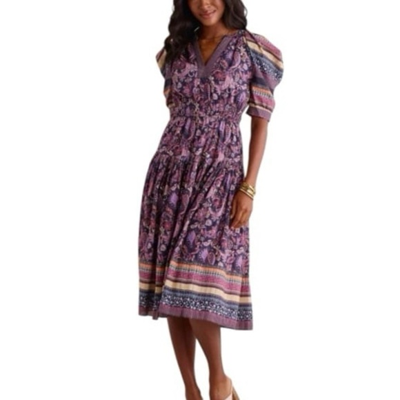 Current air Aztec floral purple midi dress